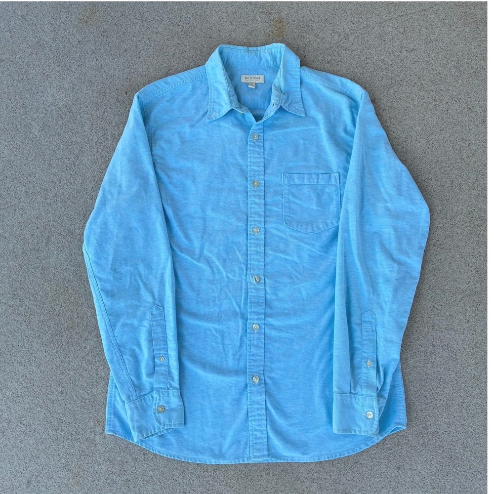 Sonoma Goods for Life Mens Medium Button Down Shirt - Blue Long Sleeve
